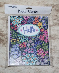 LEANIN TREE "Hallo" fröhliche Blumen ~ bunter Rohling innen ~ Packung mit 8 Notizkarten #35771 - Bild 1 von 2