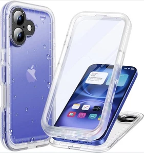 Cozycase iPhone 16 Waterproof Case, 360 Heavy Duty Case Shockproof Frosted Clear - Bild 1 von 13