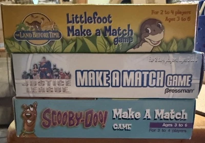 MAKE A MATCH Games Pressman NEW Ages 3-6 Scooby Doo, Justice League, Littlefoot - Image 1 of 3