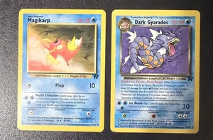 Pokemon Tcg Magikarp & Dark Gyarados Team Rocket Unlimited Evolution Line NM-MP - Picture 1 of 2