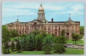 Cartolina cromata Wyoming State Capitol Cheyenne cupola costruzione alberi - Foto 1 di 2