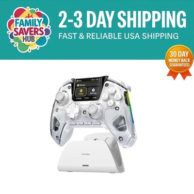Advanced Wireless Gaming Controller with Remappable Buttons and Visual Display - Image 1 of 4