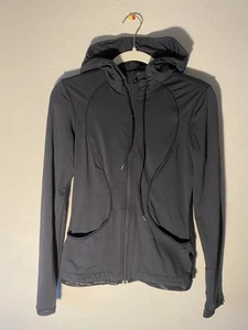 Lululemon Damen schwarz sportliche Hoodie Jacke durchgehender Reißverschluss Größe 2/4 - Bild 1 von 9