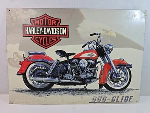 Harley Davidson Motorcycle Metal Sign Duo Glide Dennis Jackson Embossed - Picture 1 of 2