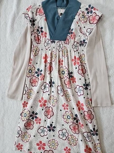 Tea Collection Girls Off-white Multi-colored Floral Dress Size 7 Preowned - Picture 1 of 6