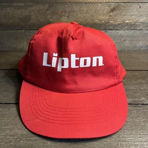 Lipton Tea Racing Snapback Hat Adjustable Yellow Red Cap Vntg Nascar Made in USA - Picture 1 of 6