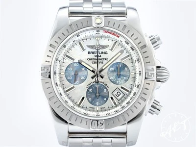 *Rare* Breitling Chronomat 44 White & Blue MOP Dial Japan Ltd Ed Watch w/ B&P - Image 1 of 4