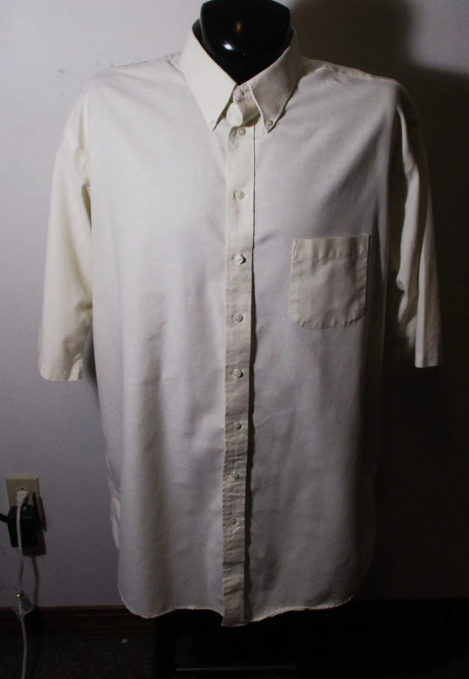 STAFFORD Beige Short Sleeve "Oxford" Dress Shirt Men's Size 19 X-Tall - Image 1 of 4
