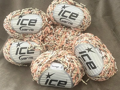 Пряжа для колбасы Ice Yarns ~ персиковая слоновая кость и черный помпон ~ полиэстер 50 грамм - Изображение 1 из 4