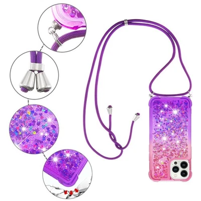 For Various Phone Crossbody Glitter Gradient Quicksand Case Shockproof Cover Hot - Image 1 of 4
