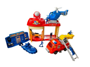 Fire House Police Station Playset with Vehicles & Figures