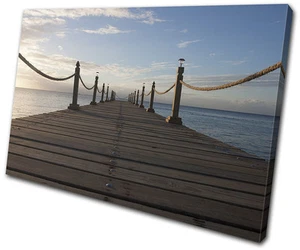 Pier Ocean Landscapes SINGLE CANVAS WALL ART Picture Print - Picture 1 of 1