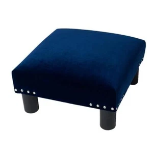Jennifer Taylor Accent Ottoman 16" x 9" x 16" Navy Blue Velvet w/ Wood Frame - Picture 1 of 4