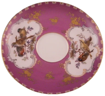 Antique 20thC KPM Berlin Porcelain Bird Scene Saucer Porzellan Untertasse Scenic - Image 1 of 4