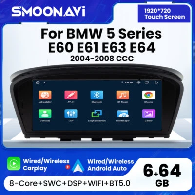 für BMW E60 E61 E90 E91 2004-2008 GPS Navi Android13 8Core Autoradio 64G CarPlay - Bild 1 von 4