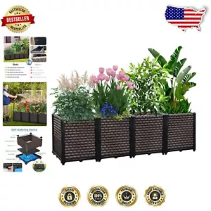 Luxury Self-Watering Raised Garden Planters - 20'' H, Set of 4 Rectangular Boxes - Picture 1 of 10