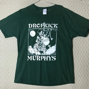 Vintage XL DROPKICK MURPHYS Skeleton Bagpipes Green Irish T-Shirt Boston Band - Picture 1 of 6