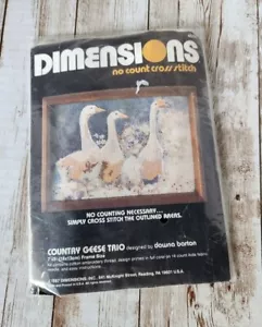 Dimensions No Count Cross Stitch Country Geese Trio 7X5in #6506 - Picture 1 of 2