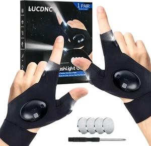 LED Flashlight Gloves Gifts for Men,Fathers Day Men Gift Hands-Free Lights Tools - Picture 1 of 5