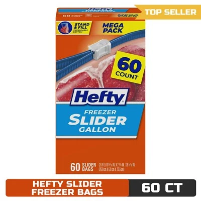 Fuertes bolsas de almacenamiento deslizantes para congelador, tamaño galón, 60 unidades Foto 1 de 4