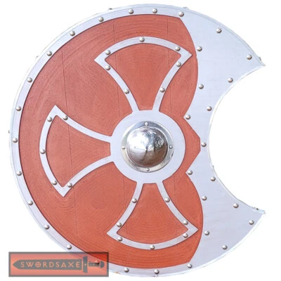 Svalinn Vikings Norsemen Handmade Crescent Spear Wooden Shield Carved Hardwood - Image 1 of 2