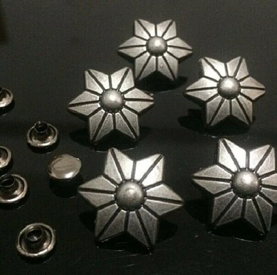 Paquete de 5 tachuelas remachables de metal FLOR ESTRELLA 11/16" (19 mm) cuero artesanal (1079) concho Foto 1 de 2