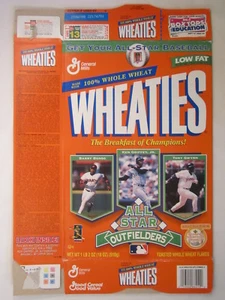 Leere WHEATIES Box 1997 18oz ALL STAR OUTFIELDERS Bonds Griffey Gwynn [Z202h3] - Bild 1 von 2