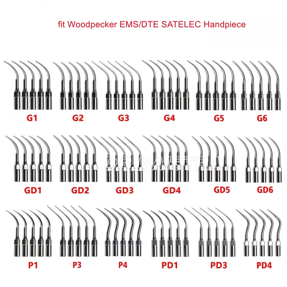 10X Dental Ultrasonic Piezo Scaler Tips fit Woodpecker EMS/DTE SATELEC Handpiece - Image 1 of 4