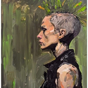 Original Punk Rock in New York Mohawk Woman Impasto Portrait Painting Canvas Art - Picture 1 of 2