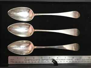 Set of 3  American Silver Newport RI  Thomas Arnold Tablespoons