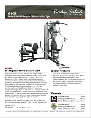 Body-Solid G10B Bi-Angular Multi-Estación Gimnasio Foto 1 de 4