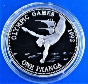 OLYMPISCHE SPIELE Tonga 1 pa ́anga 1991 PP Olympische Sommerspiele 1992 - Taucher - Bild 1 von 5