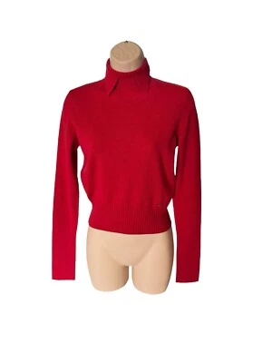 CHANEL Scarlet Red 100% Wool Pointed Collar Logo-enamel Pullover Sweater 36/ S - Image 1 of 4