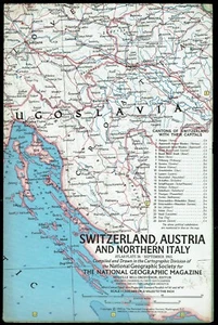 1965-9 September SWITZERLAND, AUSTRIA, N.ITALY National Geographic Map - (541) - Picture 1 of 5