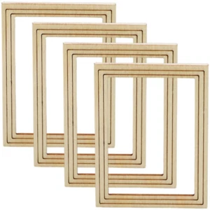 4PCS Wooden Mini Photo Frame for Dollhouse Unfinished DIY Decoration - Picture 1 of 12