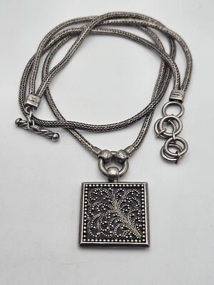 Colar LOIS HILL granulado Bali Scroll prata esterlina pingente fio duplo  - Imagem 1 de 4