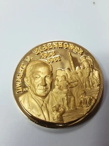 Wittnauer. Presidente Dwight D Eissenhower. Medalla de oro 24K sobre plata - Imagen 1 de 2