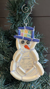 ~SNOWMAN~ FROSTY CHRISTMAS ORNAMENT MADE W/ 9 Colors FIESTA SAUCERES VTG & P86