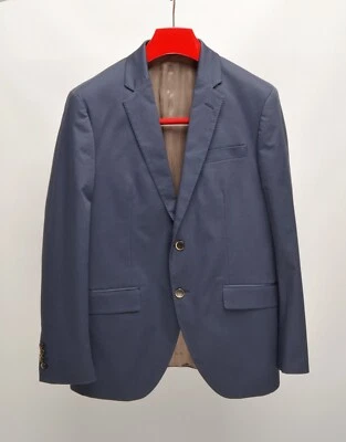 Men's HACKETT Mayfair Blue Cotton Stretch 2Btn Blazer IT 52R / UK,US 42R VGC - Image 1 of 4