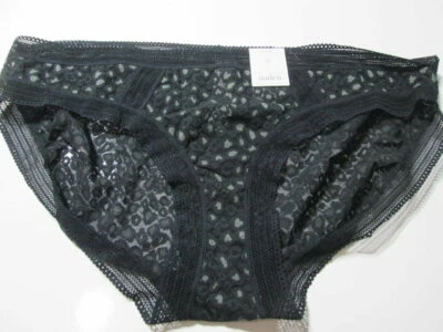 NWT Auden Womens Size XL Bikini Panty Black Animal Print Lace Lingerie - Изображение 1 из 4