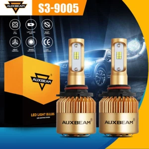 AUXBEAM 2x 9005 HB3 LED Headlight Bulbs COB Kit 72W 6500K Turbo High Low Beam S3 - Picture 1 of 12