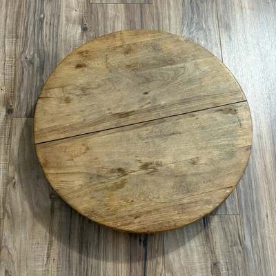 Vintage Solid Wood Lazy Susan 21.5” Diameter 3” High Handmade Heavy - Image 1 of 4