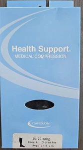 3x Carolon Health Support Knee A High CT Compression Stocking Reg Black 15-20 - Picture 1 of 3