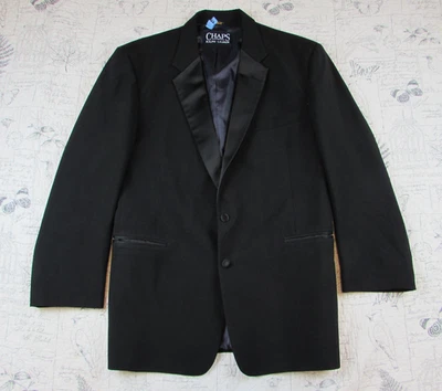 Chaqueta de Esmoquin Formal de Lana Negra Chaps Ralph Lauren Para Hombre 42R RARA DE COLECCIÓN Foto 1 de 4