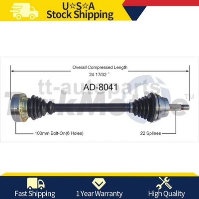 Rear Driver Left CV Axle Joint Shaft For Volkswagen Quantum 1988 1987 - Image 1 of 2