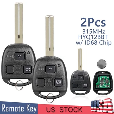 2 For 2004 2005 2006 Lexus ES330 RX330 SC430 Keyless Remote Car Key Fob HYQ12BBT - Image 1 of 4
