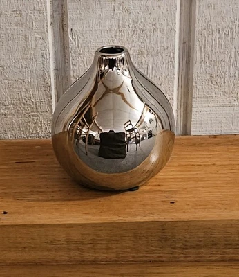 Hobby Lobby Decorative Vase Ceramic Mercury Glass Plated NEW 3.5x4" - Image 1 of 4