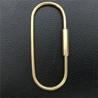 1PC Brass Key Ring Oval Brass Lock Clip Key Holders Simple Brass Keychain - Image 1 of 4