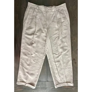 Vintage 199os Claiborne Leinenmischung Bundfaltenhose Hergestellt in Italien - Herrengröße 38S - Bild 1 von 7