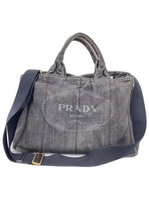 PRADA Prada Denim 2-Way Shoulder Bag Denim Black - Image 1 of 4